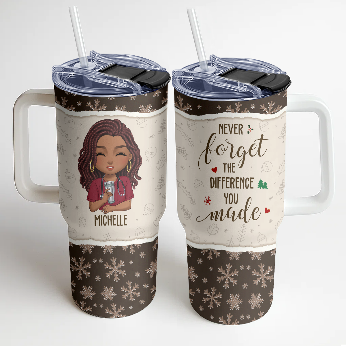 Sparkle Holiday - Personalized Nurse 40oz Tumbler With Handle