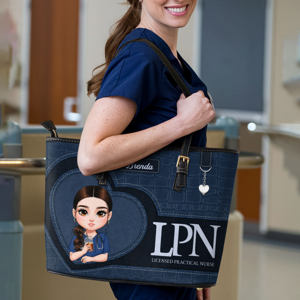 Dedicated Nurse Life - Personalized Custom Nurse Leather Tote Bag