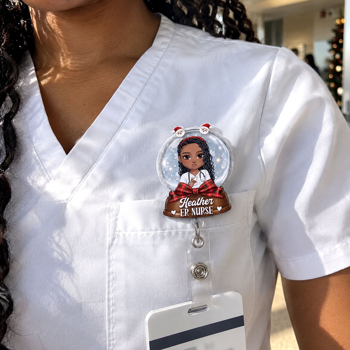 Snow Globe Nurse - Personalized Nurse Badge Reel