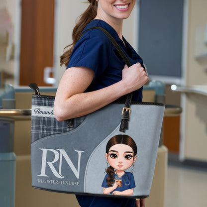 Nurse With Bright Life - Personalized Custom Nurse Leather Tote Bag