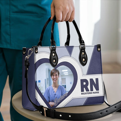 Nurse Heart Photo - Personalized Custom Leather Handbag