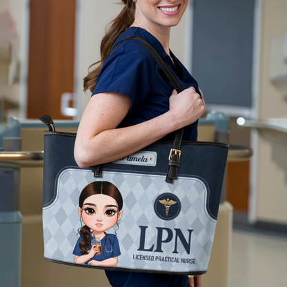 Nurse Signature Style - Personalized Custom Nurse Leather Tote Bag