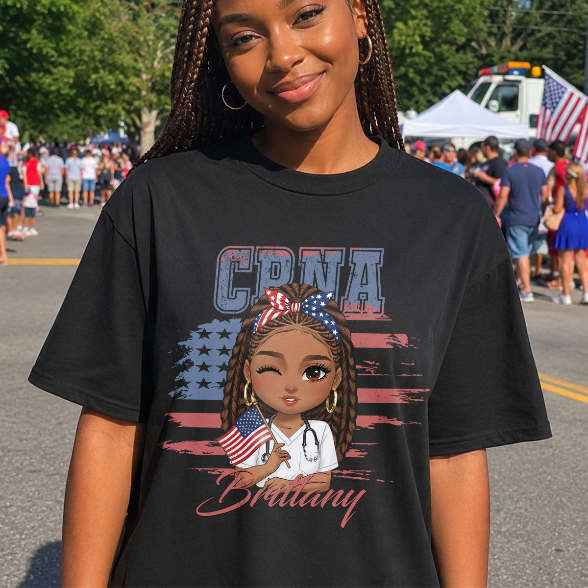 Patriotic Nurse (Dark Ver.) - Personalized Custom Nurse T-shirt, Hoodie, Sweatshirt
