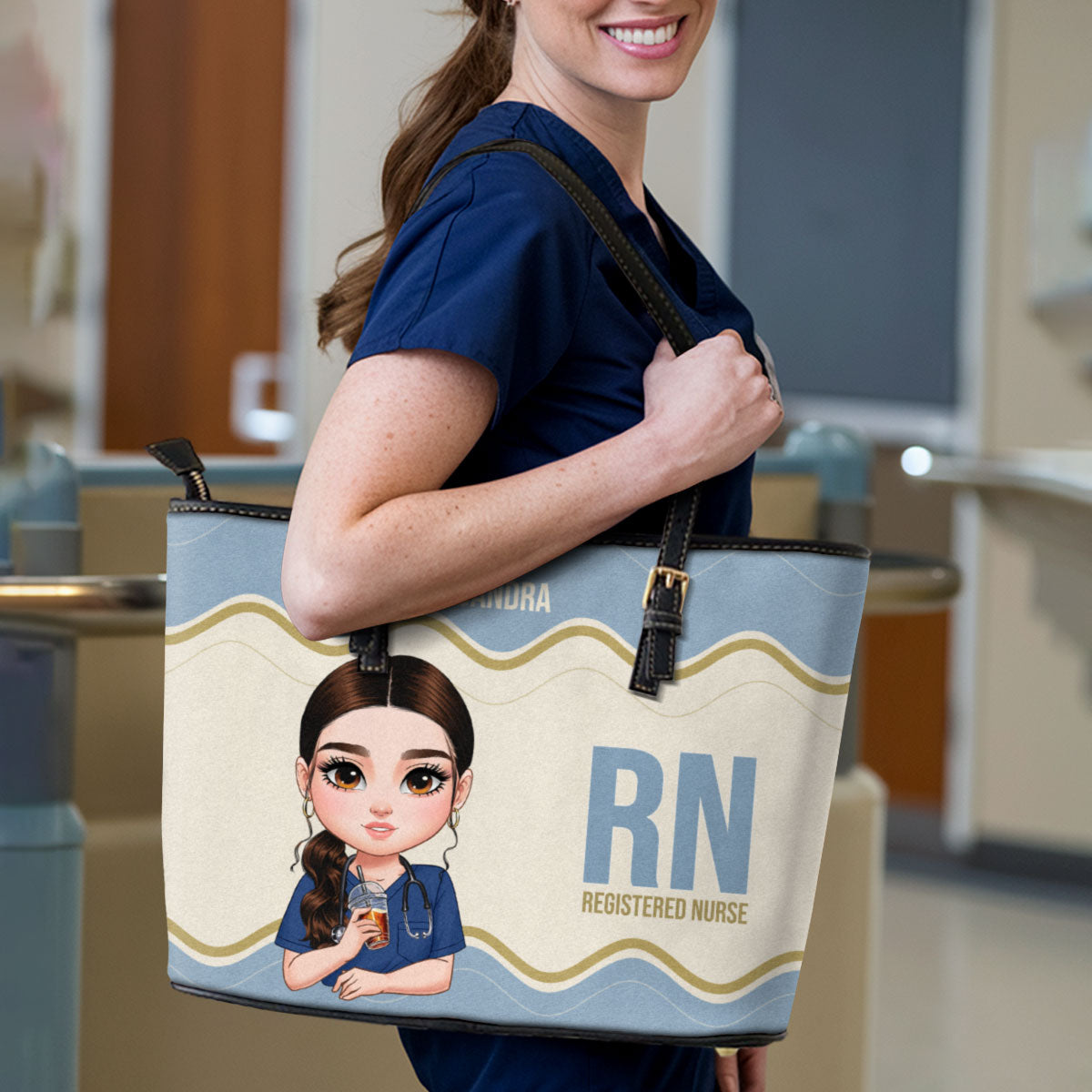 Wonderful Nurse Life - Personalized Custom Nurse Leather Tote Bag