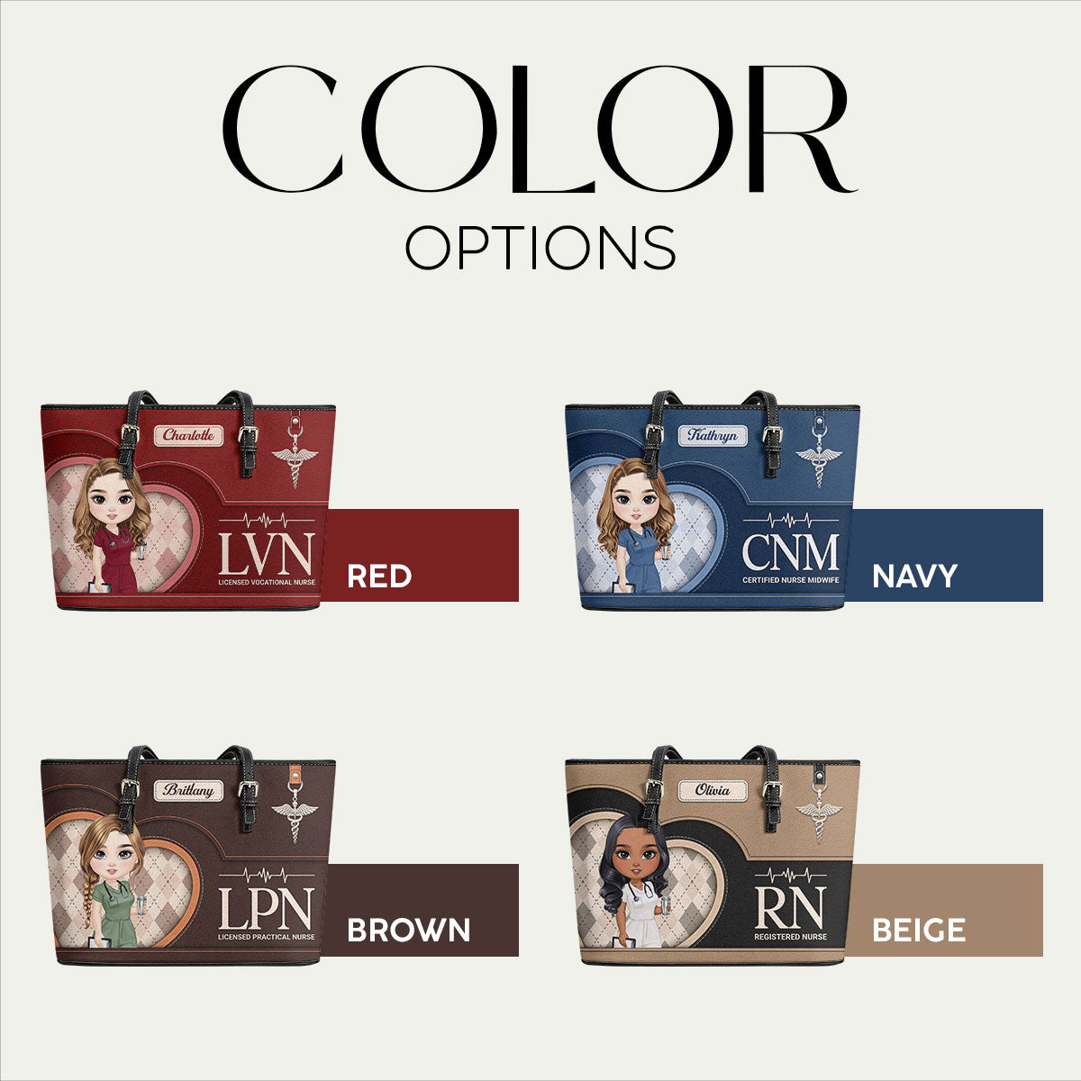 Glowing Nurse Style - Personalized Custom Nurse Leather Tote Bag