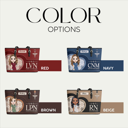 Glowing Nurse Style - Personalized Custom Nurse Leather Tote Bag