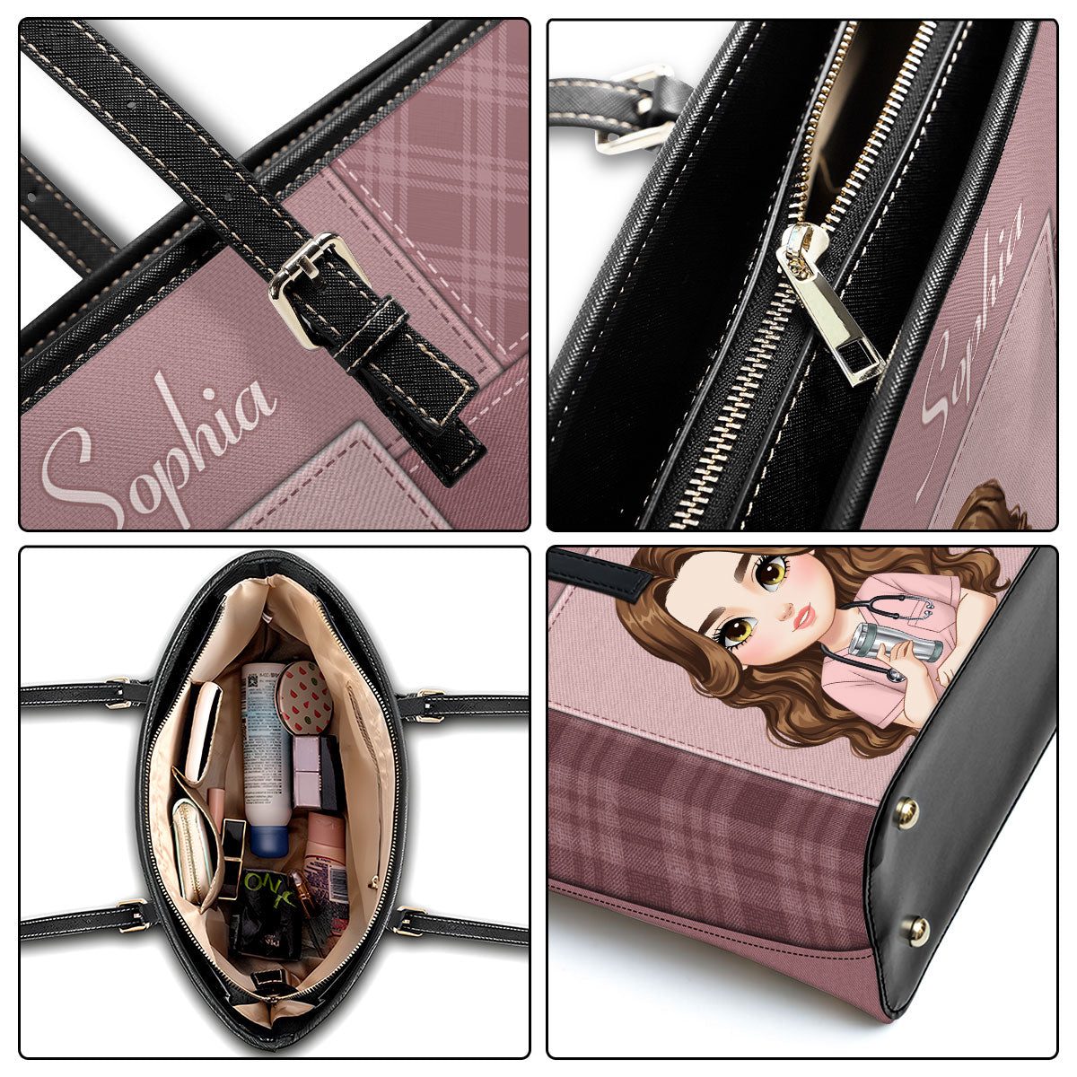 Flawless Nurse Style - Personalized Custom Nurse Leather Tote Bag