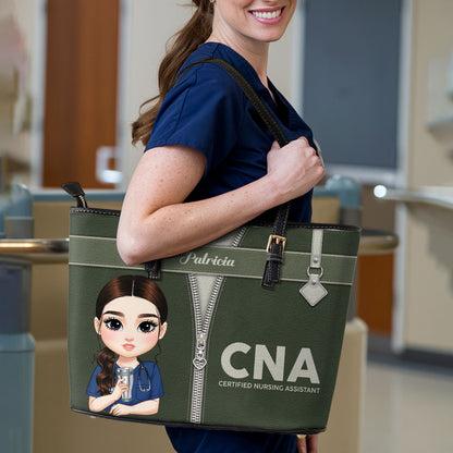 As A Nurse - Personalized Custom Nurse Leather Tote Bag
