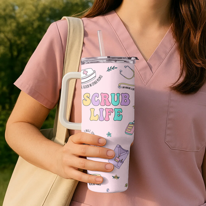 Scrub Life - Personalized Nurse 40oz Tumbler With Handle