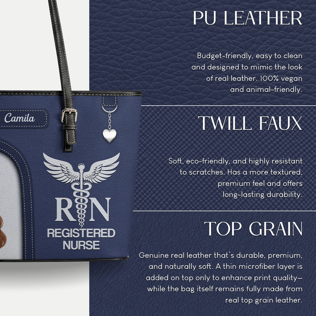 Nurse Bright Spirit - Personalized Custom Nurse Leather Tote Bag