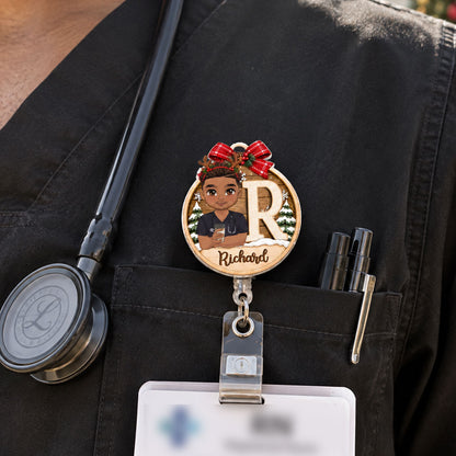 Cozy Holiday For Nurse - Personalized Nurse Badge Reel