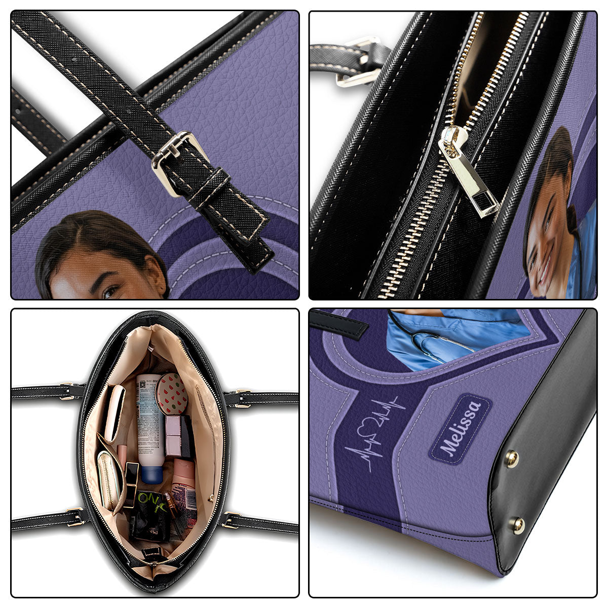 The Scrub Life Photo - Personalized Custom Nurse Leather Tote Bag