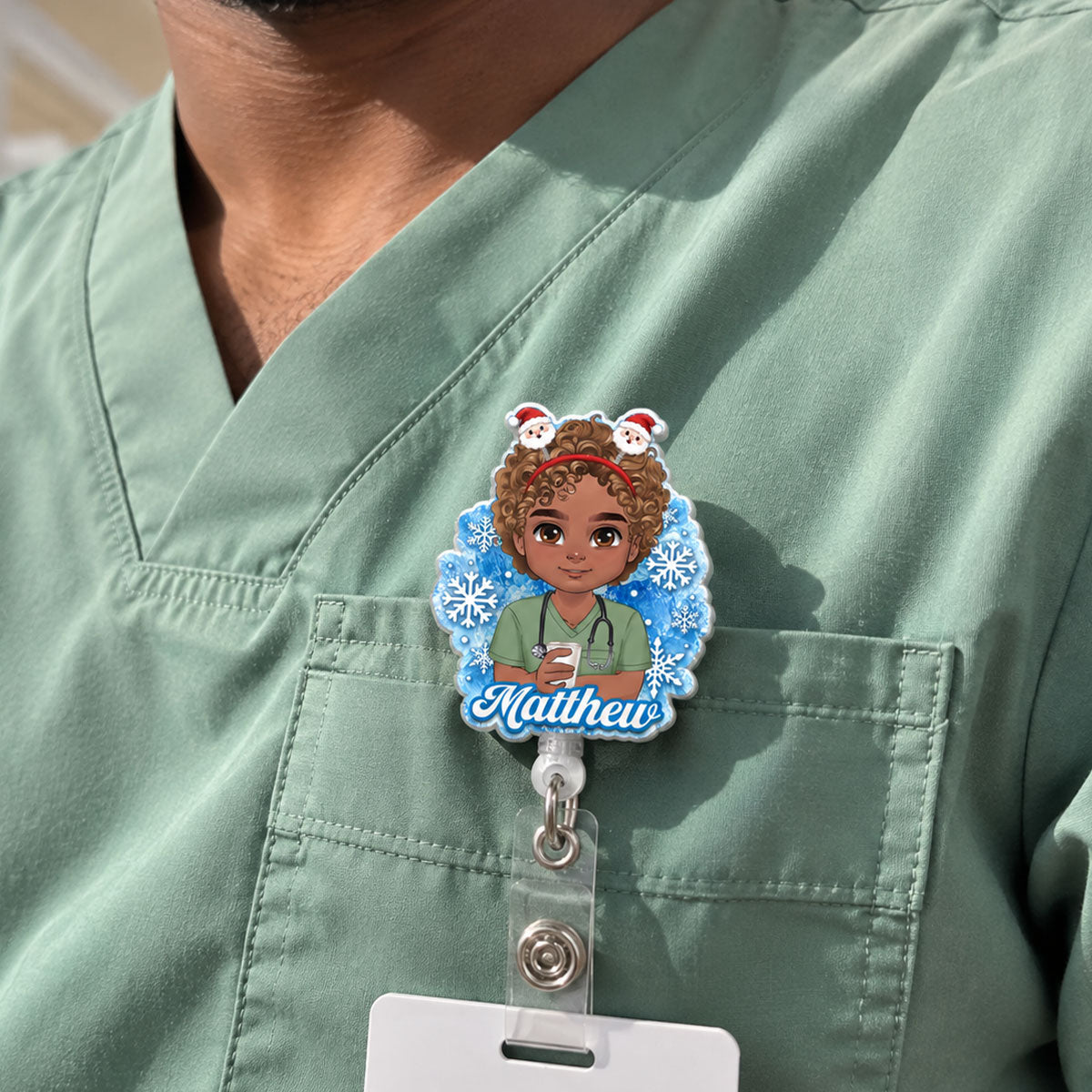 Festive Nurse Vibes - Personalized Nurse Badge Reel