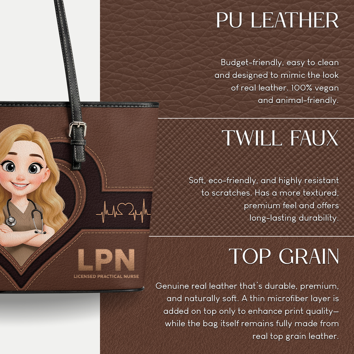 Nurse Sweet Grace - Personalized Custom Nurse Leather Tote Bag