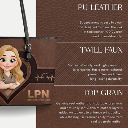 Nurse Sweet Grace - Personalized Custom Nurse Leather Tote Bag