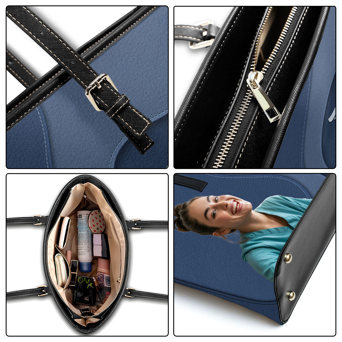 Nurse Timeless Style Photo - Personalized Custom Nurse Leather Tote Bag