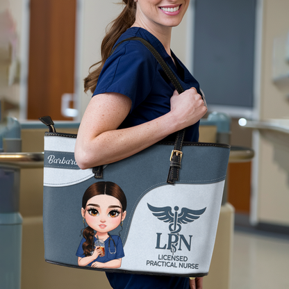Passionate Nurse - Personalized Custom Nurse Leather Tote Bag
