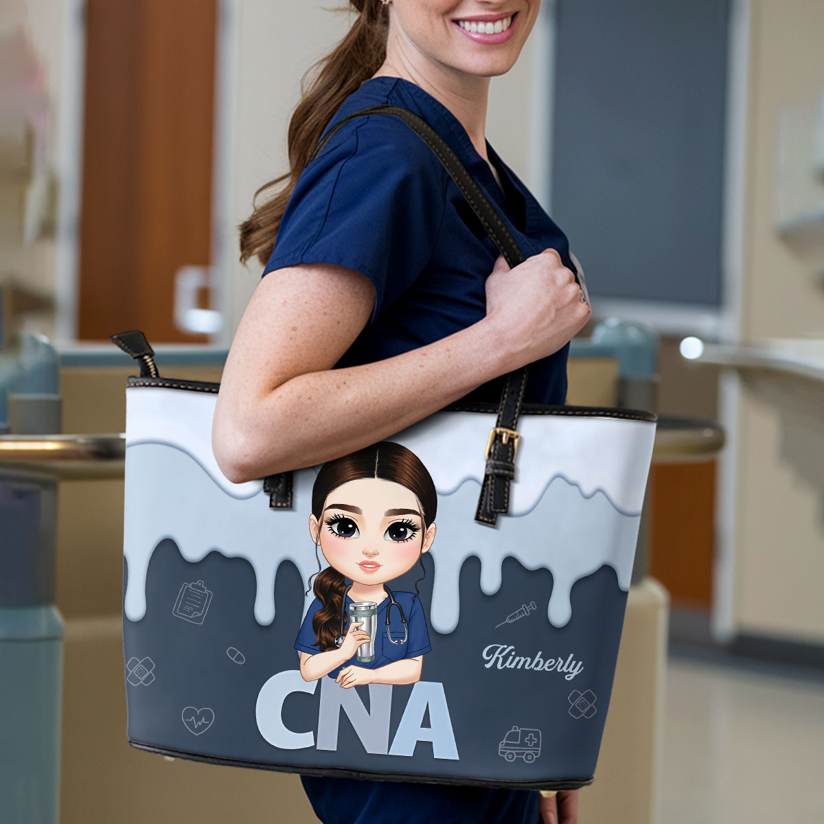 Super Hot Nurse - Personalized Custom Nurse Leather Tote Bag