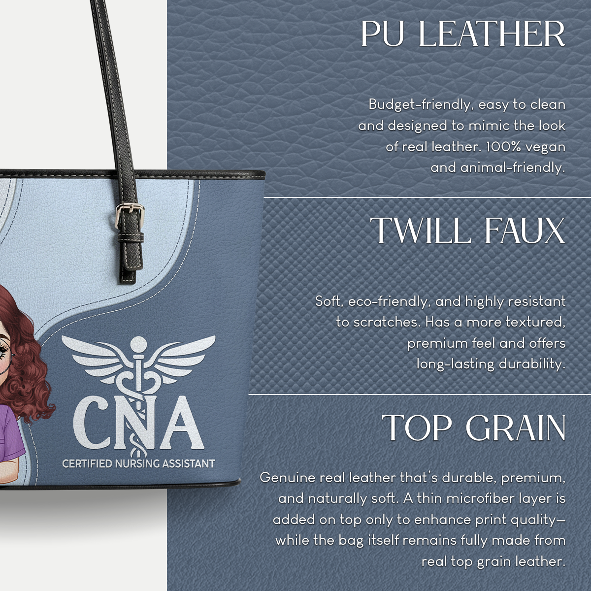 Calm Nurse Spirit - Personalized Custom Nurse Leather Tote Bag