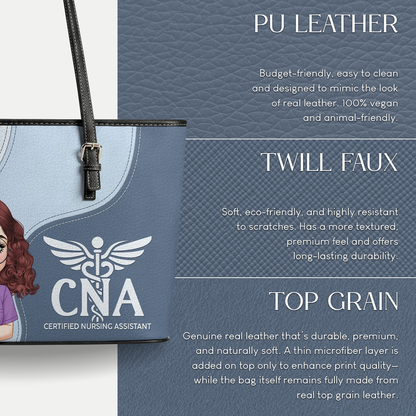 Calm Nurse Spirit - Personalized Custom Nurse Leather Tote Bag