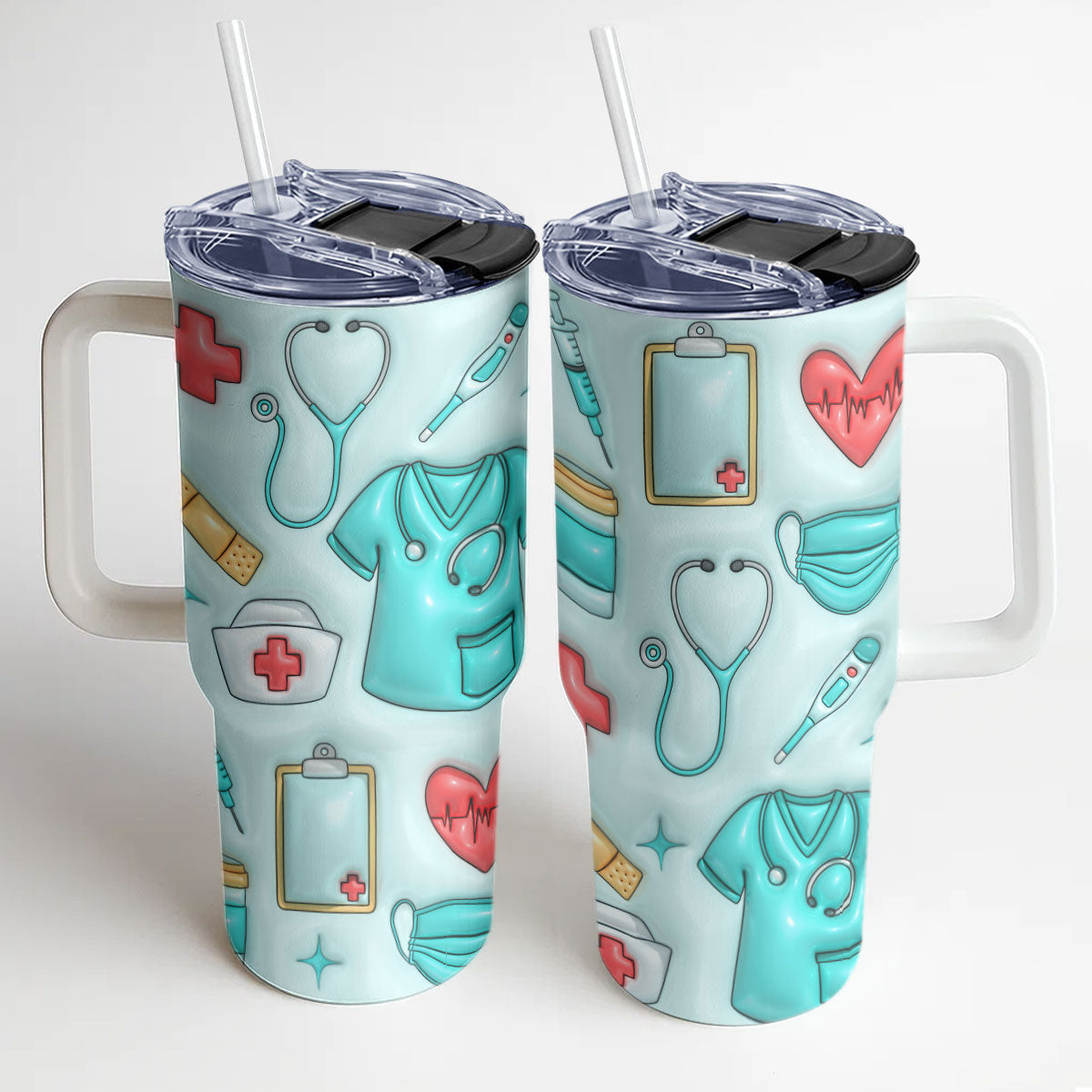 Nurse Puffy - Personalized Nurse 40oz Tumbler With Handle