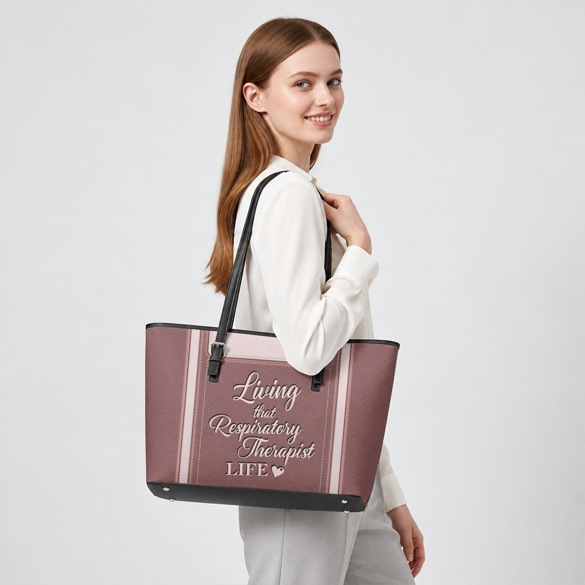Living That Life - Personalized 2-Sided Custom Nurse Leather Tote Bag