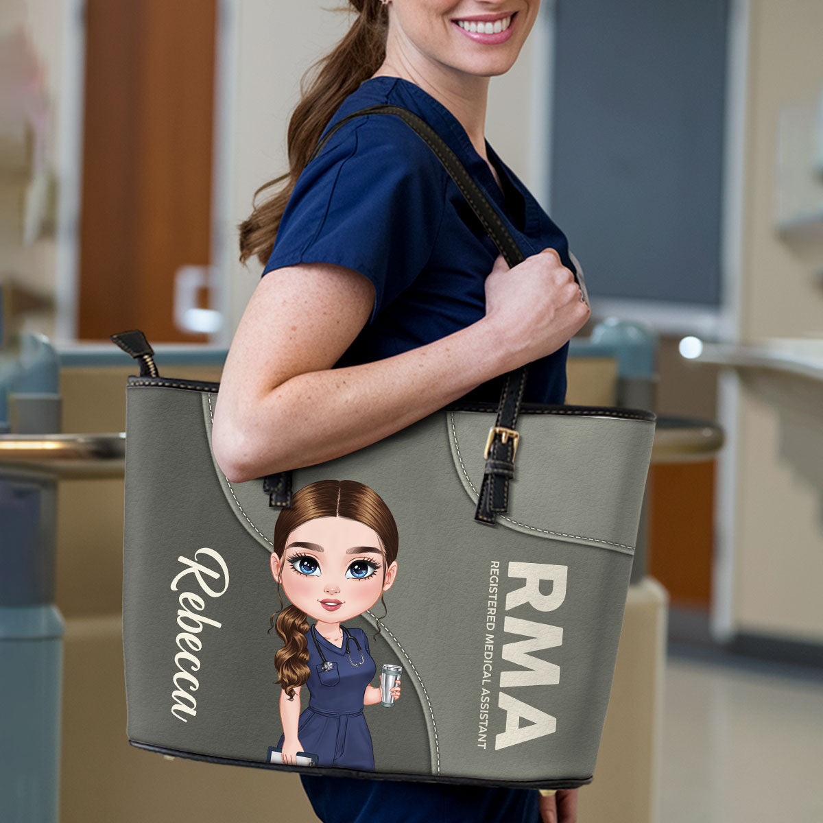 Refined Nurse Life - Personalized Custom Nurse Leather Tote Bag
