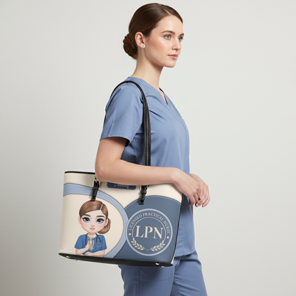 Classic Nurse Vibe - Personalized Custom Nurse Leather Tote Bag