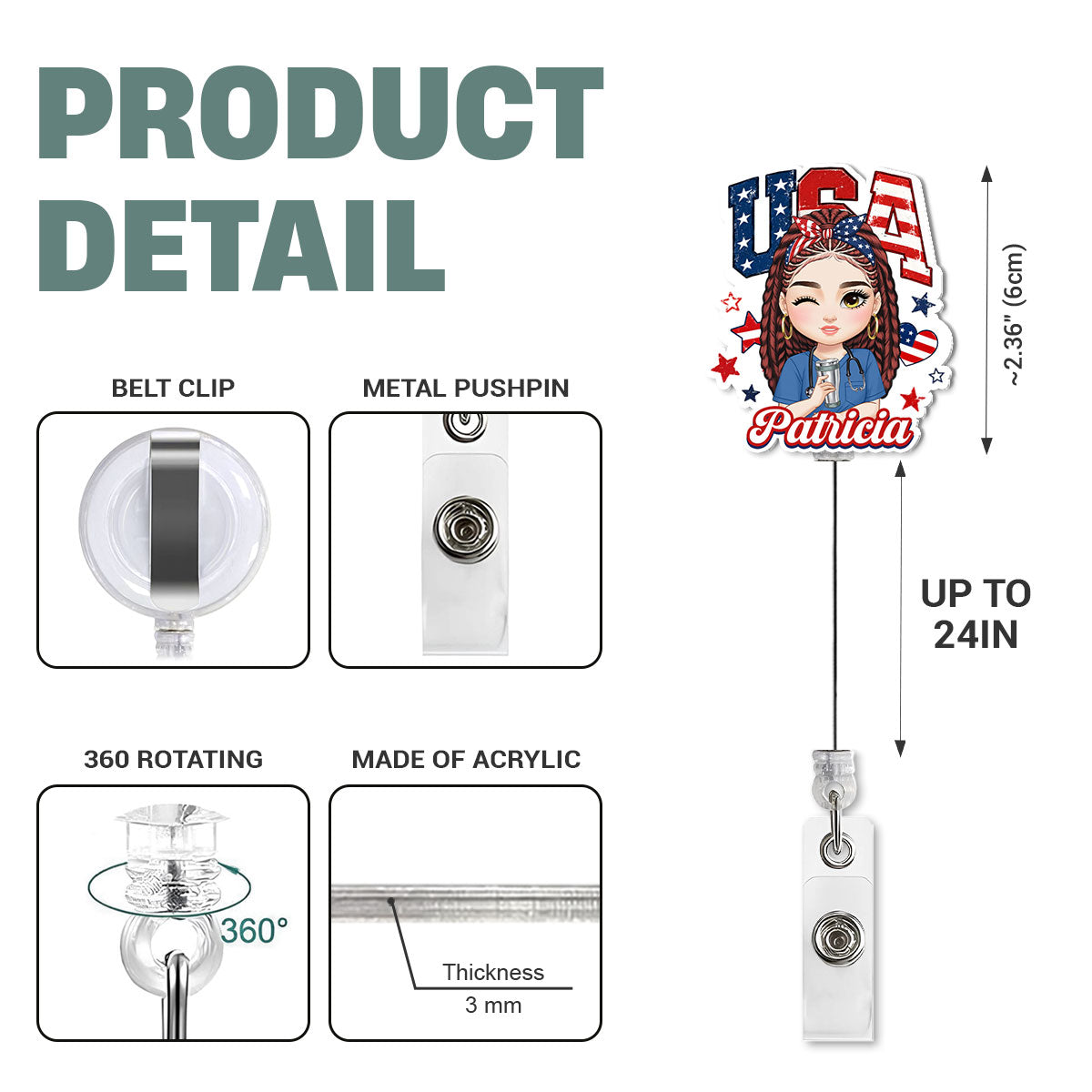 American Nurse Pride - Personalized Nurse Badge Reel