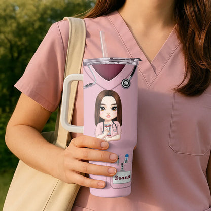 Nurse Scrubs - Personalized Nurse 40oz Tumbler With Handle