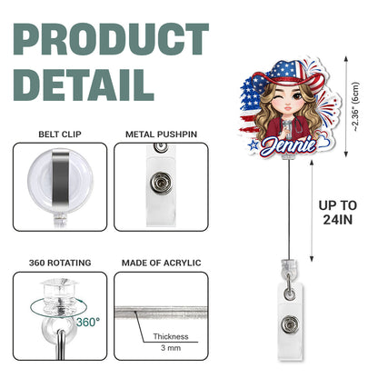 USA Nurse Style - Personalized Nurse Badge Reel