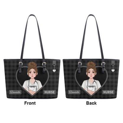 Daily Nurse Style - Personalized Custom Nurse Leather Tote Bag