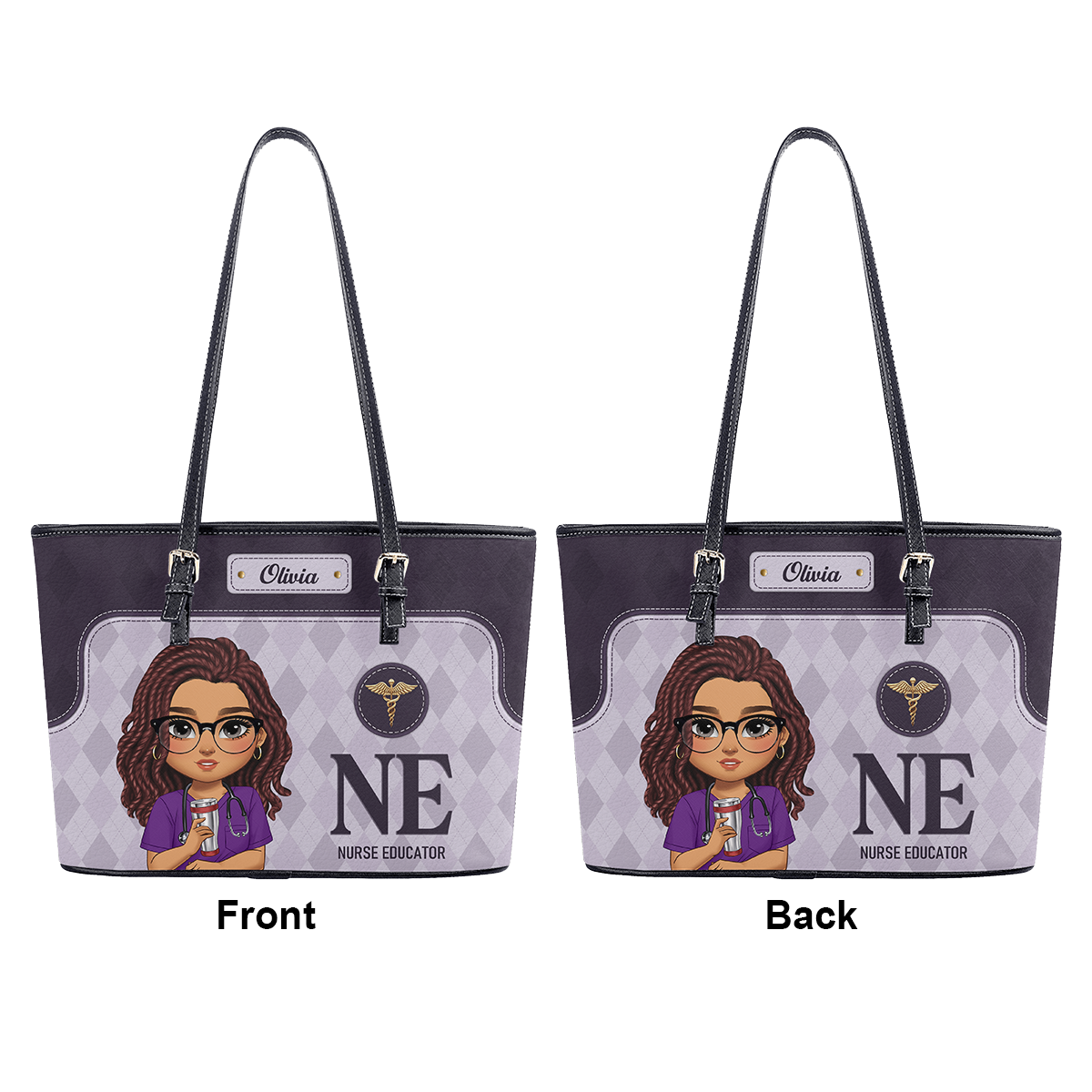 Nurse Signature Style - Personalized Custom Nurse Leather Tote Bag