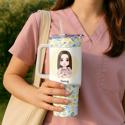 Livin' Scrub Life - Personalized Nurse 40oz Tumbler With Handle