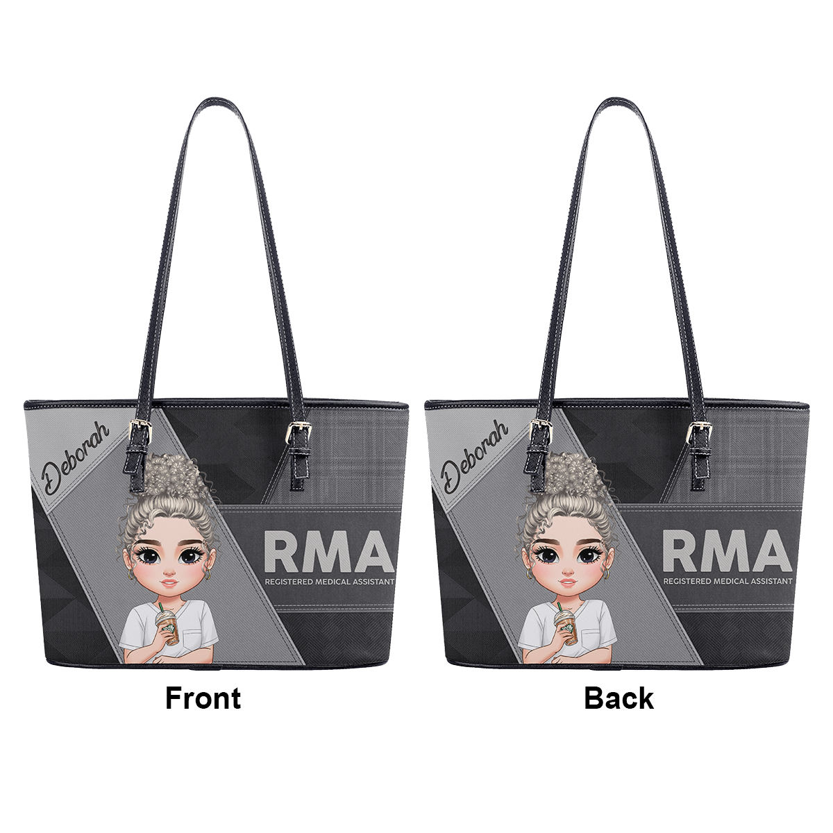Lovely Smart Nurse - Personalized Custom Nurse Leather Tote Bag