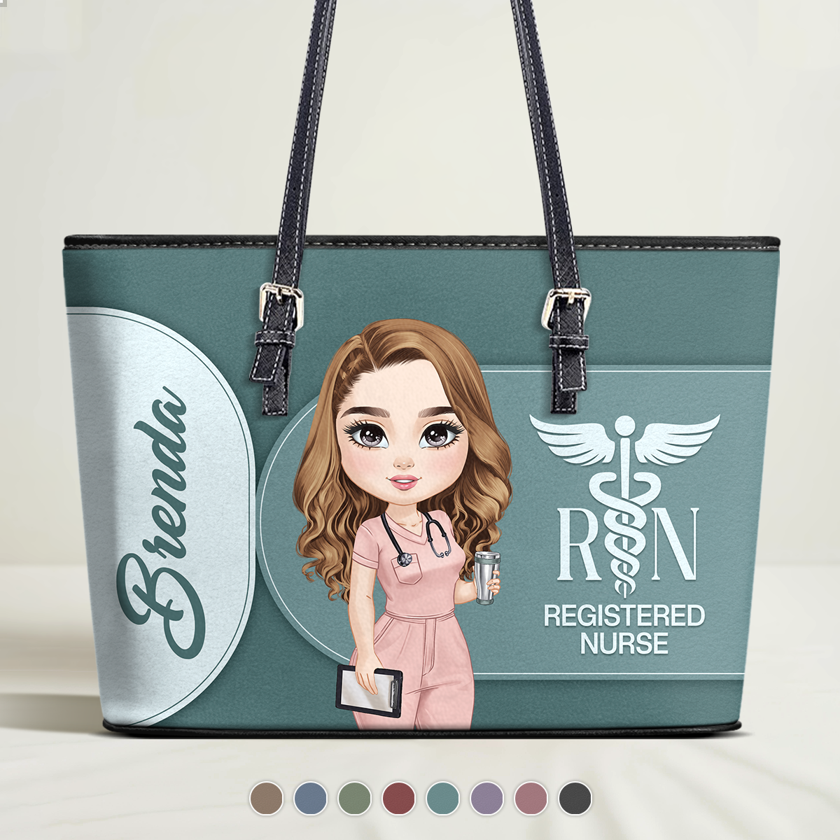 Gracefully Nursing - Personalized Custom Nurse Leather Tote Bag