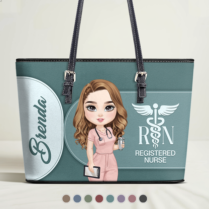 Gracefully Nursing - Personalized Custom Nurse Leather Tote Bag