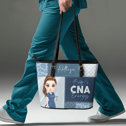 Nurse Energy - Personalized Custom Nurse Leather Tote Bag