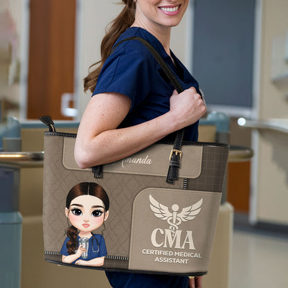 Gentle Nurse Life - Personalized Custom Nurse Leather Tote Bag