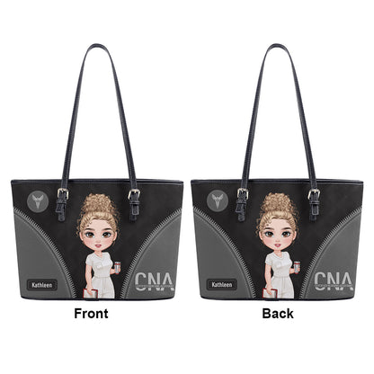 Humble Nurse - Personalized Custom Nurse Leather Tote Bag