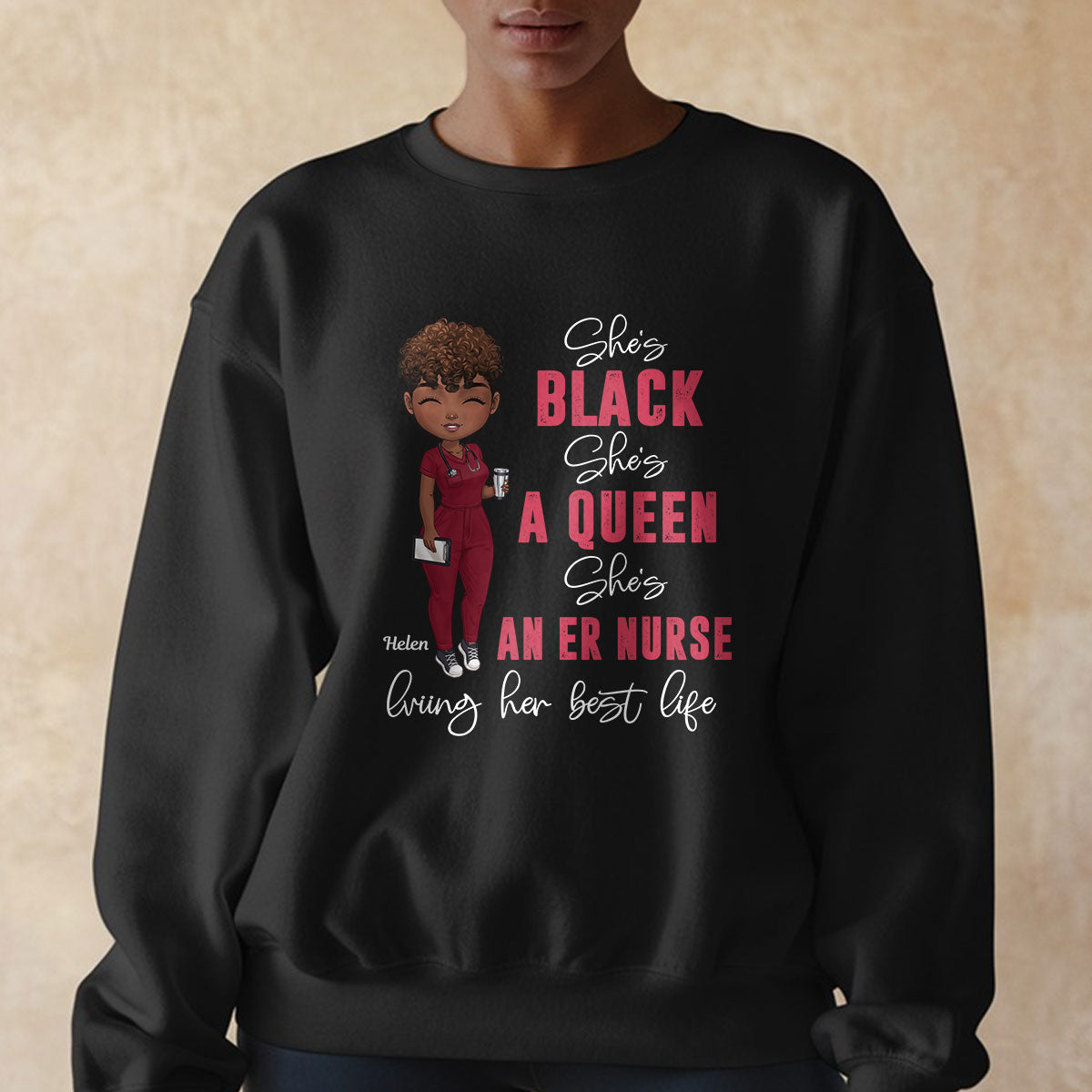 Living Her Best Life (Dark Ver.) - Personalized Custom Nurse T-shirt, Hoodie, Sweatshirt