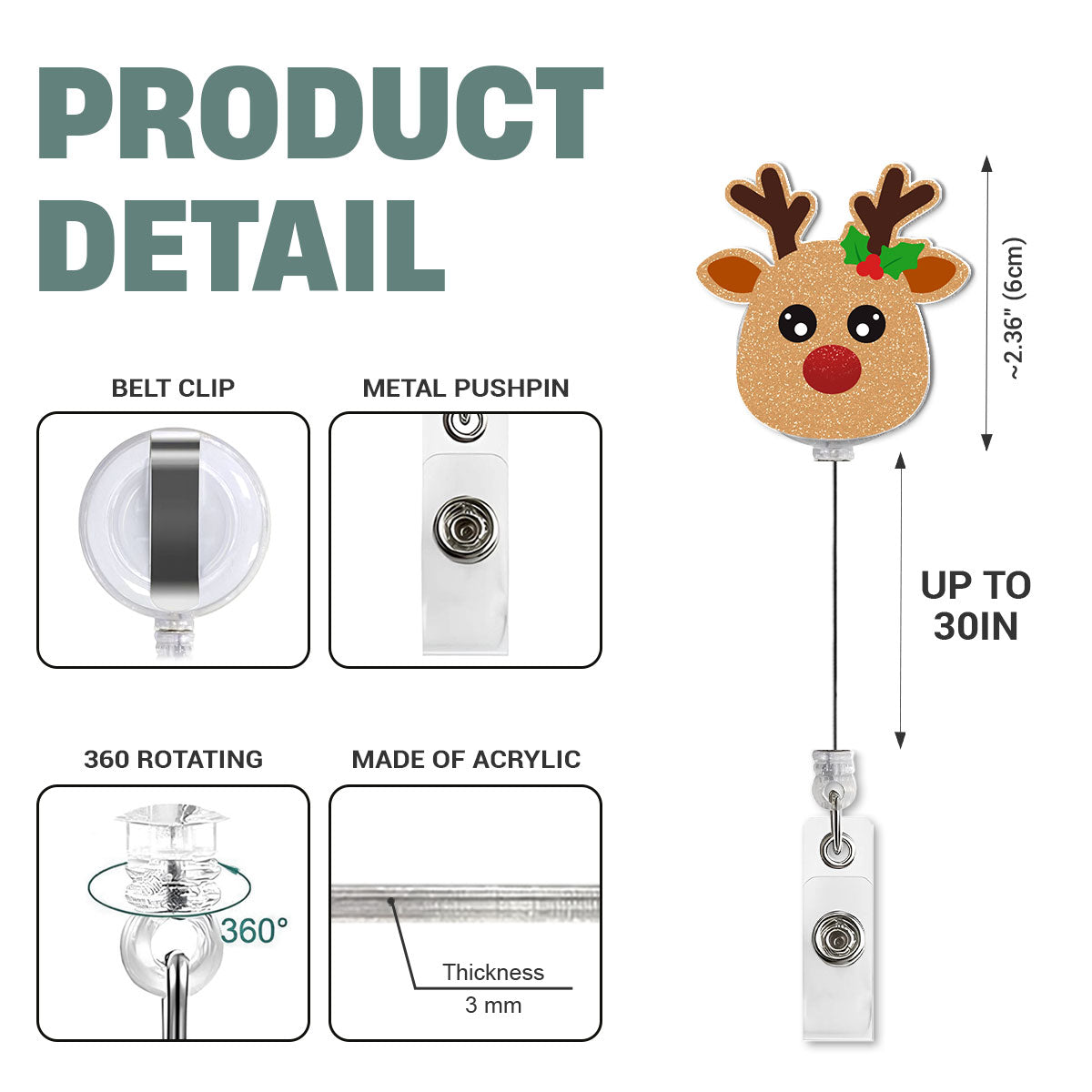 Christmas Reindeer - Badge Reel for Nurses