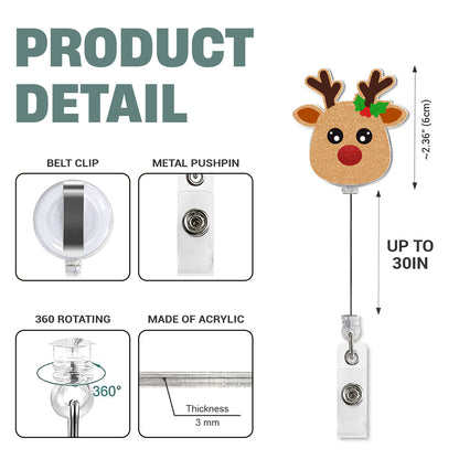 Christmas Reindeer - Badge Reel for Nurses