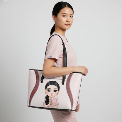 Nurse With Elegant Vibe - Personalized Custom Nurse Leather Tote Bag