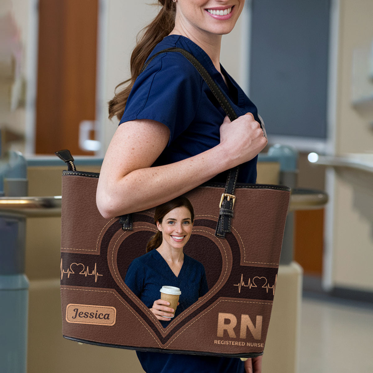 The Scrub Life Photo - Personalized Custom Nurse Leather Tote Bag