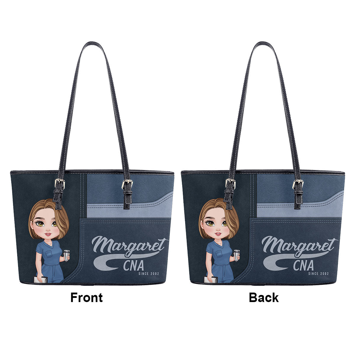 The Iconic Nurse - Personalized Custom Nurse Leather Tote Bag