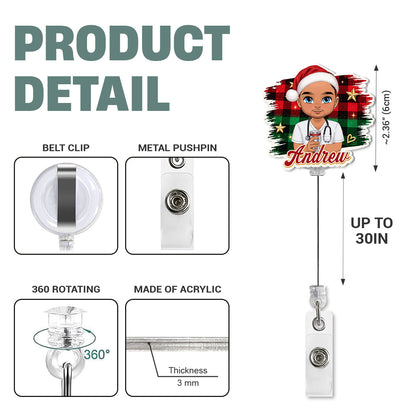 Cozy Holiday With Nurse - Personalized Nurse Badge Reel