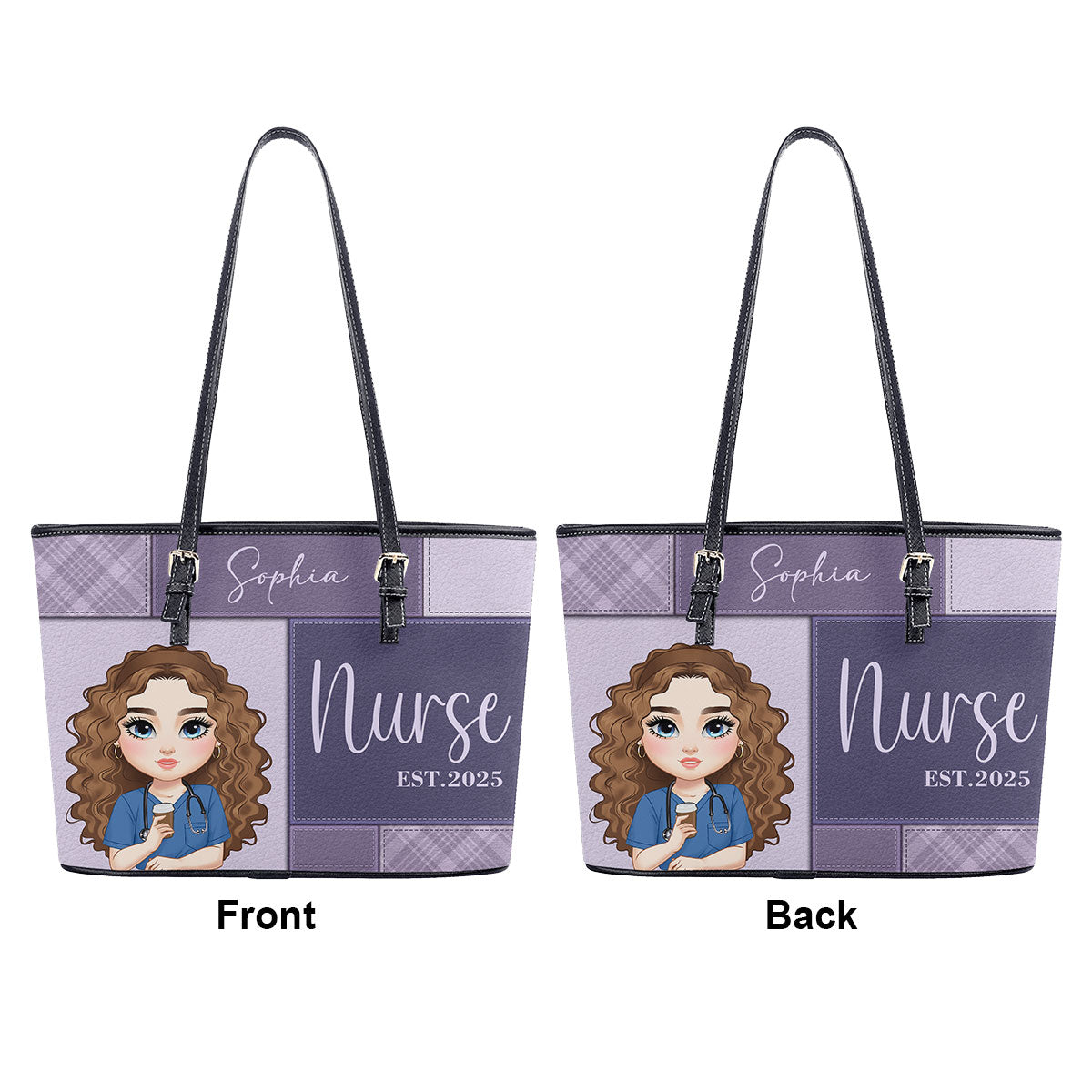 Nurse Est 2025 - Personalized Custom Nurse Leather Tote Bag