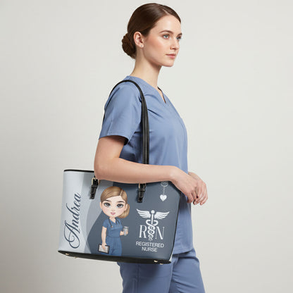 Prestige Nurse Style - Personalized Custom Nurse Leather Tote Bag