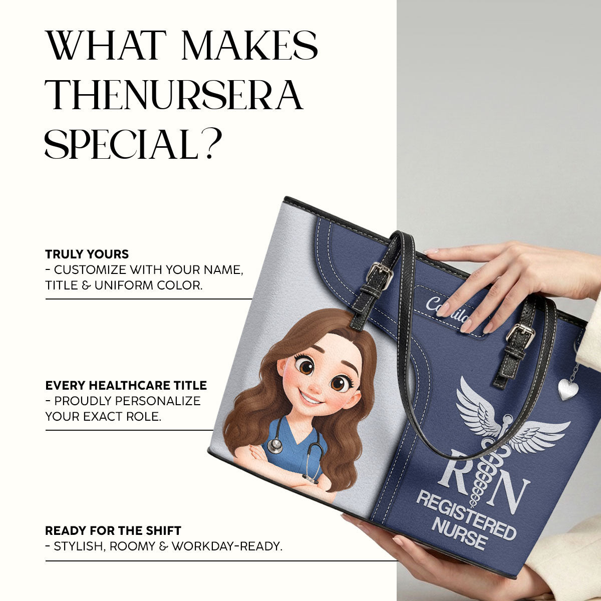 Nurse Bright Spirit - Personalized Custom Nurse Leather Tote Bag